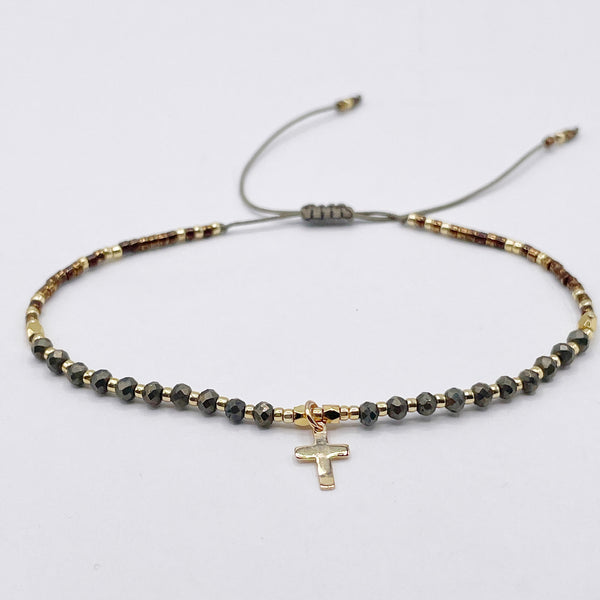 Bracelet Pyrite Croix