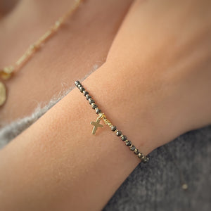 Bracelet Pyrite Croix