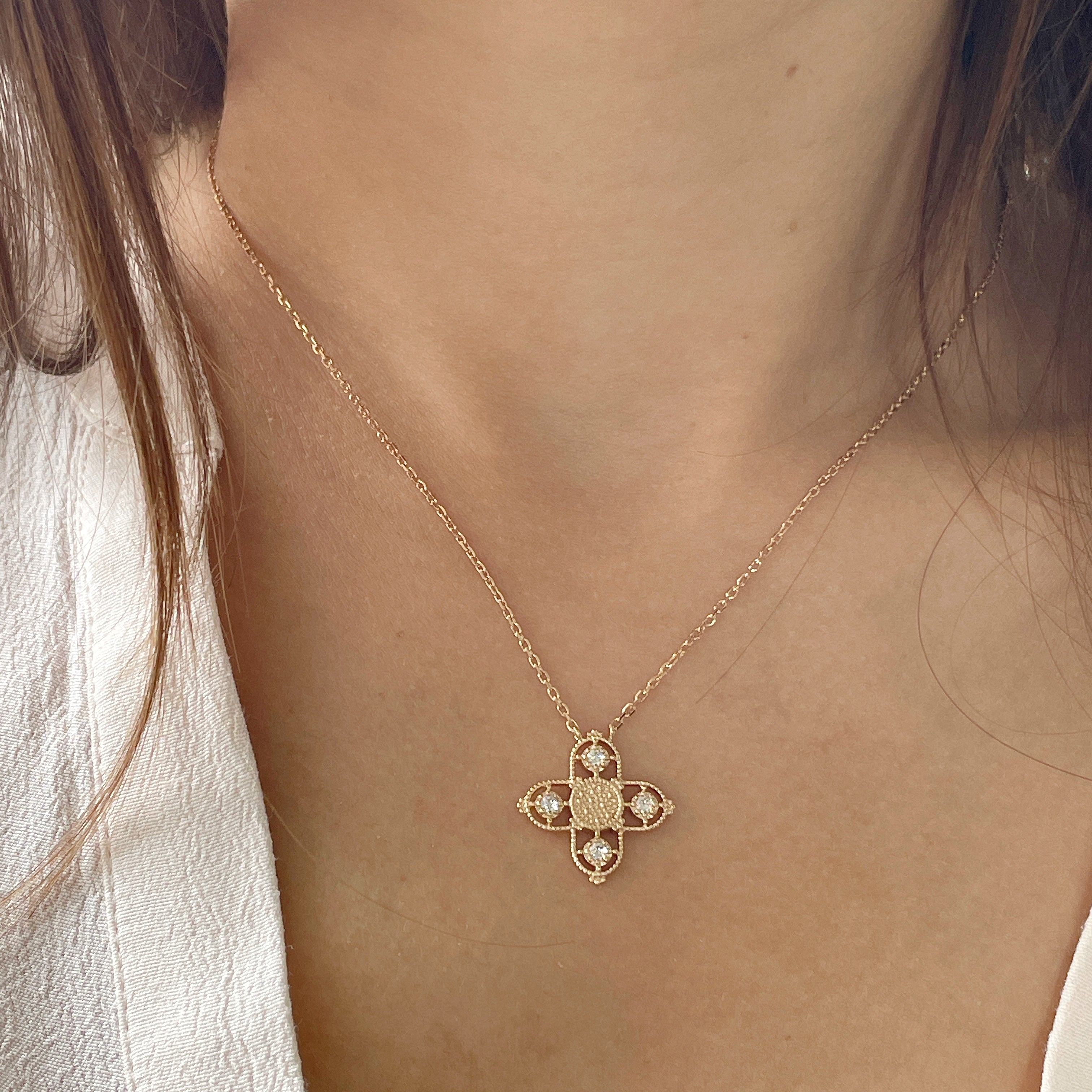 Lace cross necklace